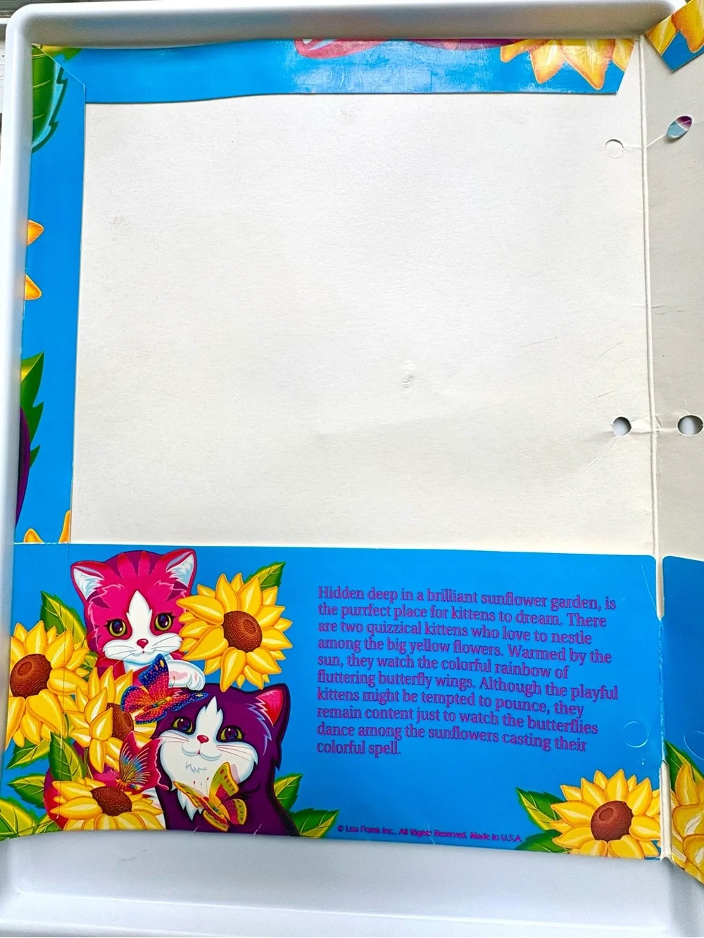 Vintage 1990’s Lisa Frank Sunflower Kittens school 2 pocket folder